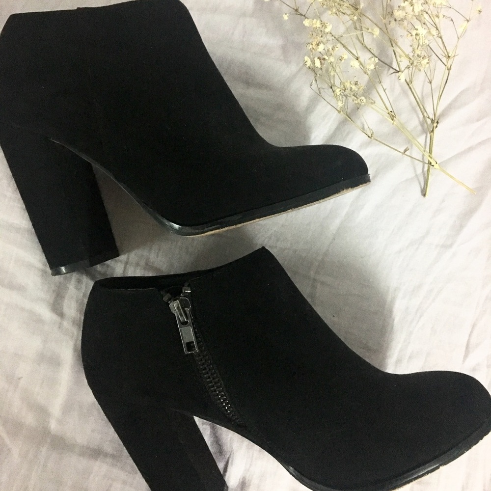 black suede ankle booties